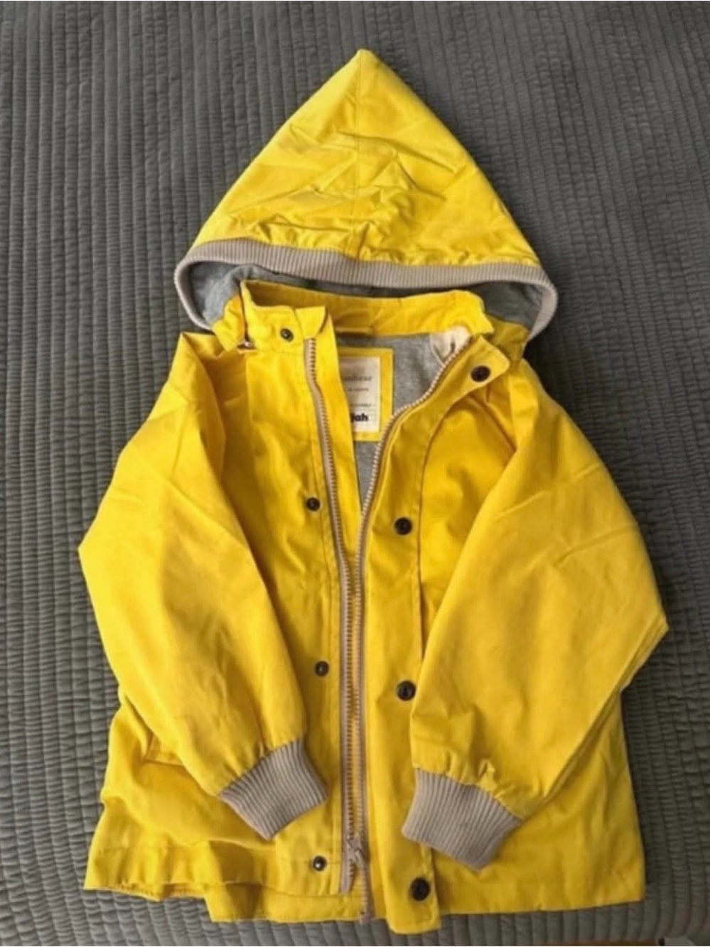 Kids Hooded Yellow Raincoat with Cozy Lining